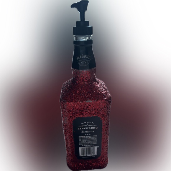 Red sparkle handmade Jack Daniels soap dispenser - Picture 3 of 3